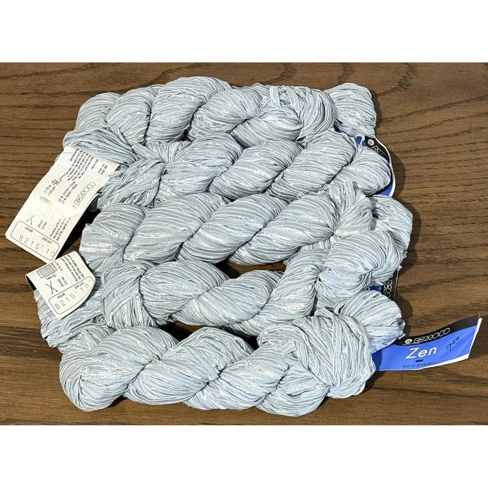 Berroco Zen Yarn 8215 Dusty Blue Dye Lot 10 Discontinued Made Italy 6 Skeins